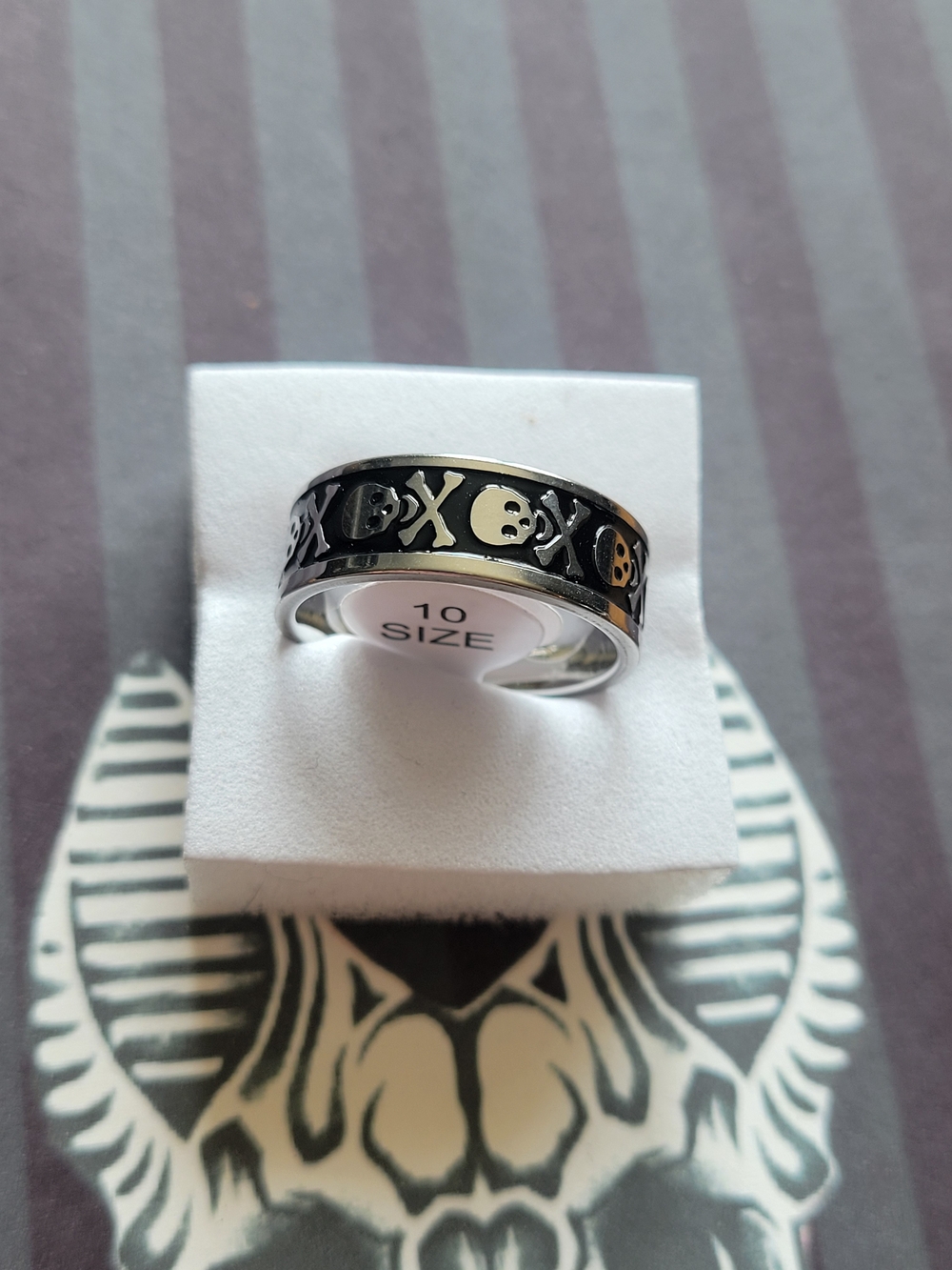 💀NEW💀Skull & Crossbones Black Stainless Steel Men's Ring - Size 10